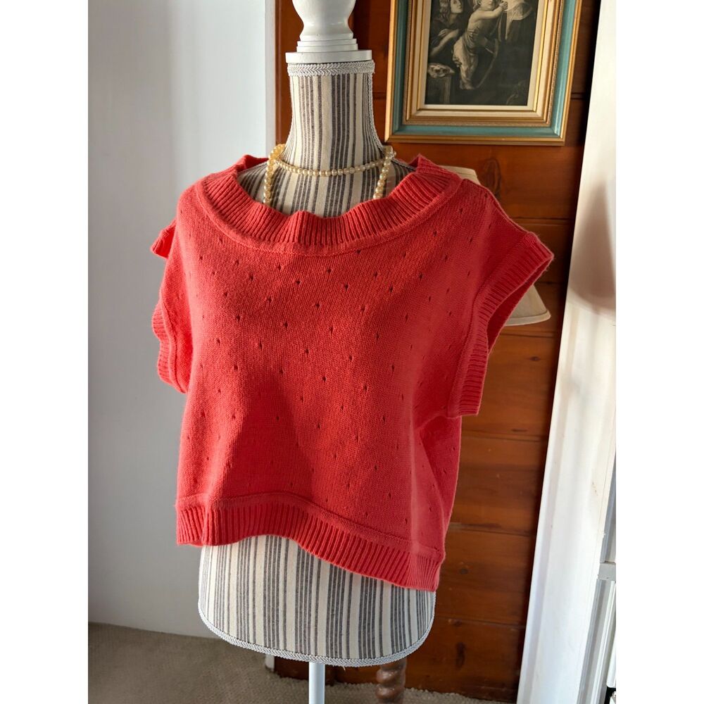 Free People Finders Keepers Cropped Pointelle Knit BOHO  Festival Sweater Vest